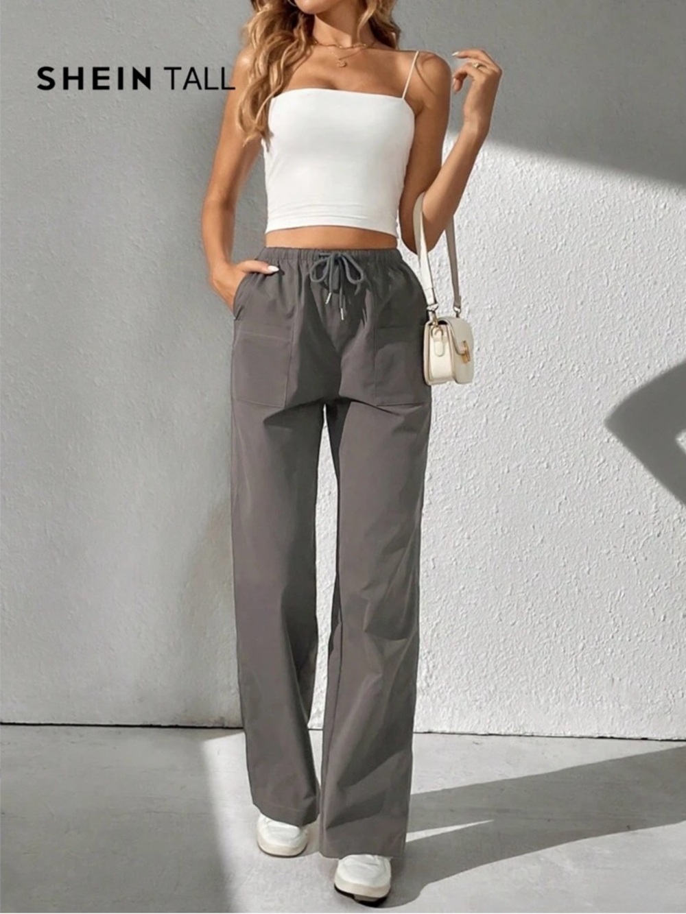 SHEIN Tall | Wide Leg Drawstring Pants